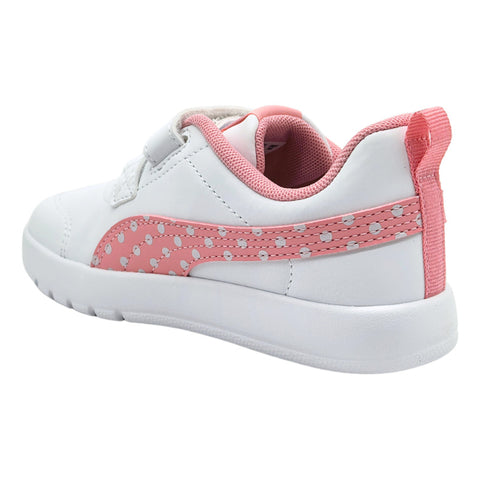 Tenis Puma Kinder Courtflex V3 1v Inf Niña Blanco-rosa 398759 05 Tallas Pequeñas 12 Al 21.5 Mx