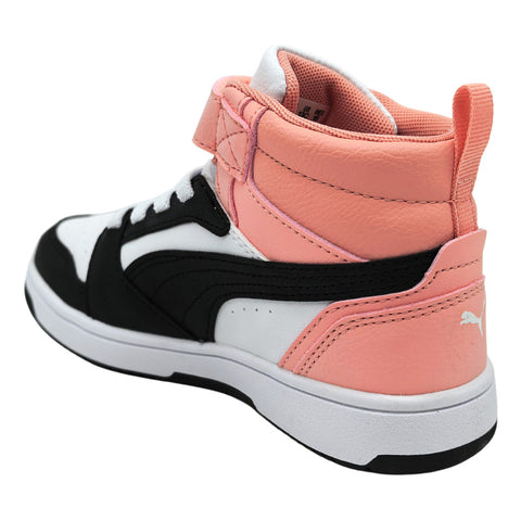 Tenis Puma Rebound V6 Mid Blanco Negro Rosa Bota 393832 26 Infantil