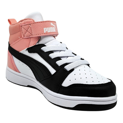 Tenis Puma Rebound V6 Mid Blanco Negro Rosa Bota 393832 26 Infantil