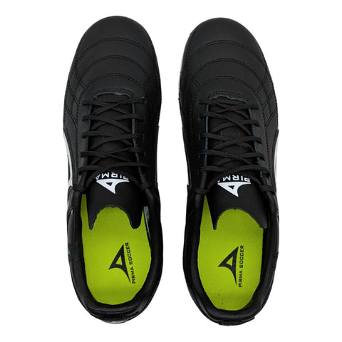 Tenis Pirma Turf Futbol Negro Blanco 3053 Piel, Para Hombre