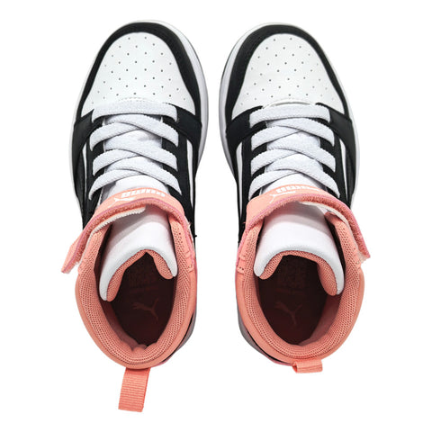 Tenis Puma Rebound V6 Mid Blanco Negro Rosa Bota 393832 26 Infantil