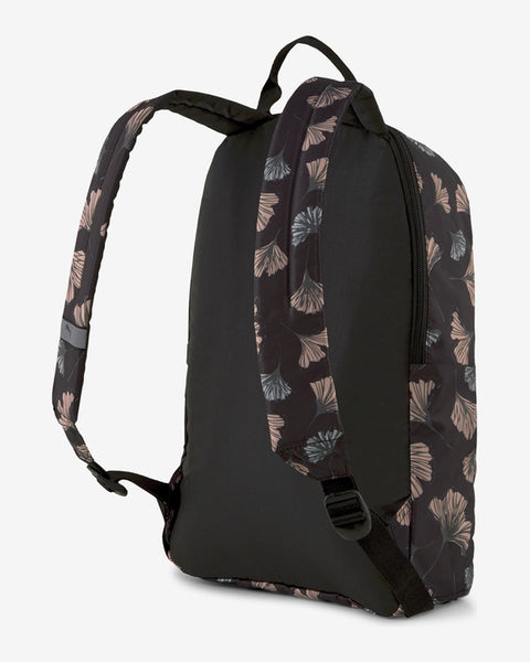 Mochila Escolar/ Casual Puma core Pop negra con imagenes de hojas