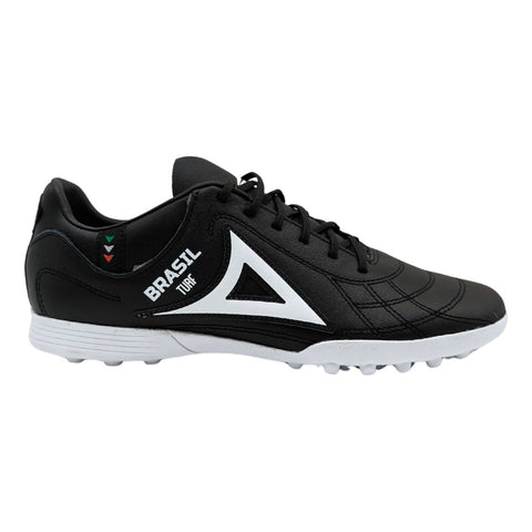 Tenis Pirma Turf Futbol Negro Blanco 3053 Piel, Para Hombre