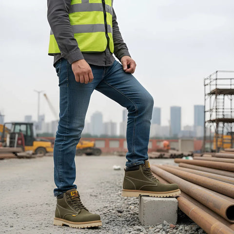 Botas Trabajo Hombre Nobuck- Musgo Casquillo Piel Pma 136
