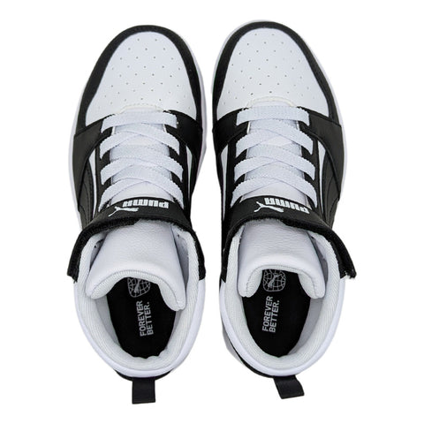 Tenis Puma Rebound V6 Mid Ps Niño Blanco/negro 393832 01