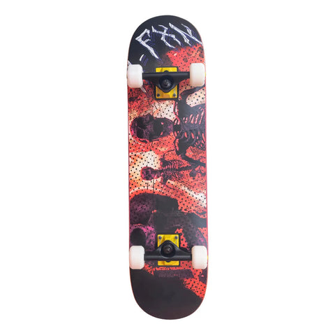 Patineta Antifashion Burning Skull  Negro-rojo Profesional