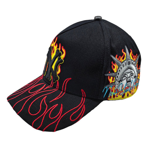 Gorra Cash Only Ny Flames 004 Negro Snapback Unisex