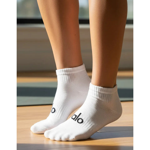 Calcetas Alo Algodón Compuesto Cómodas Unisex 3 Piezas Blanco Liso Ch