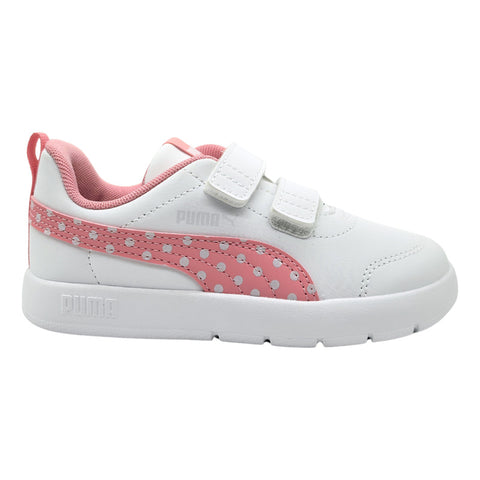 Tenis Puma Kinder Courtflex V3 1v Inf Niña Blanco-rosa 398759 05 Tallas Pequeñas 12 Al 21.5 Mx