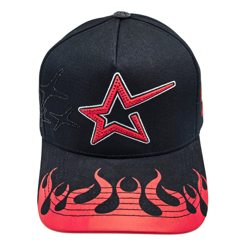Gorra Cash Only Red Star Flames 011 Negro Snapback Unisex