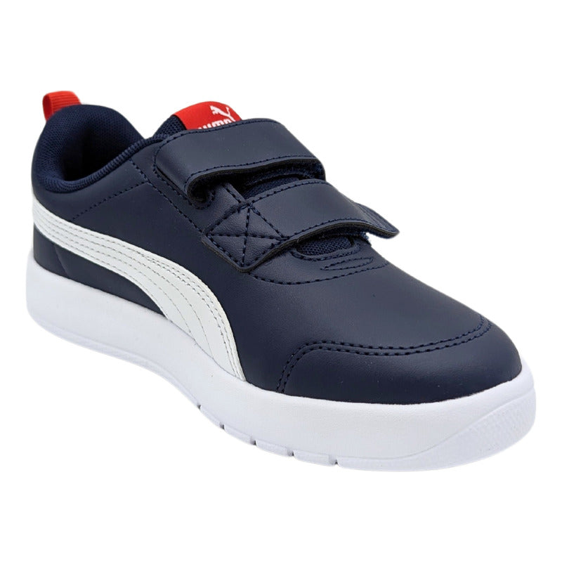 Tenis Puma Kinder Courtflex V3 V Ps Azul-blanco 397642 03 Niño 17 Al 21.5