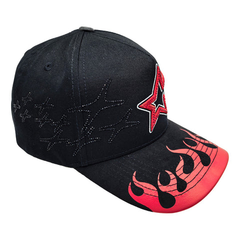 Gorra Cash Only Red Star Flames 011 Negro Snapback Unisex