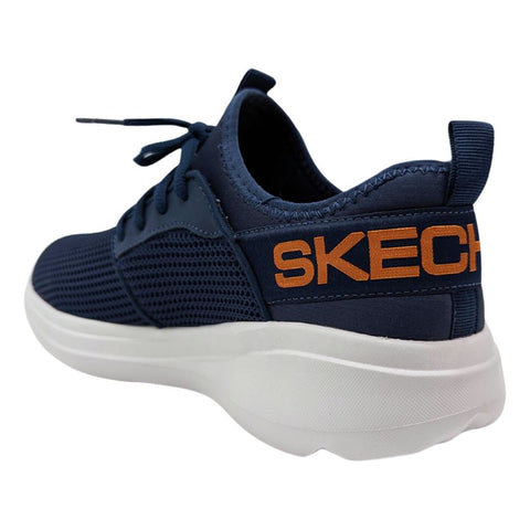 Tenis Skechers Go Run Fast Azul Naranja 55103x Para Mujer