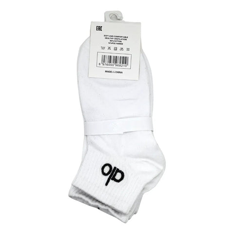 Calcetas Alo Algodón Compuesto Cómodas Unisex 3 Piezas Blanco Liso Ch