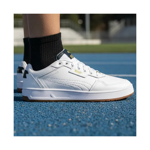 Tenis Puma Court Classic Lux Blanco Verde 395019 13 Hombre