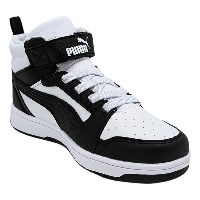 Tenis Puma Rebound V6 Mid Ps Niño Blanco/negro 393832 01