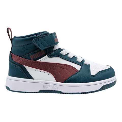 Tenis Puma Rebound V6 Mid Blanco-verde Bota 393832 18 Infantil 17 Al 21.5