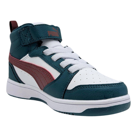 Tenis Puma Rebound V6 Mid Blanco-verde Bota 393832 18 Infantil 17 Al 21.5