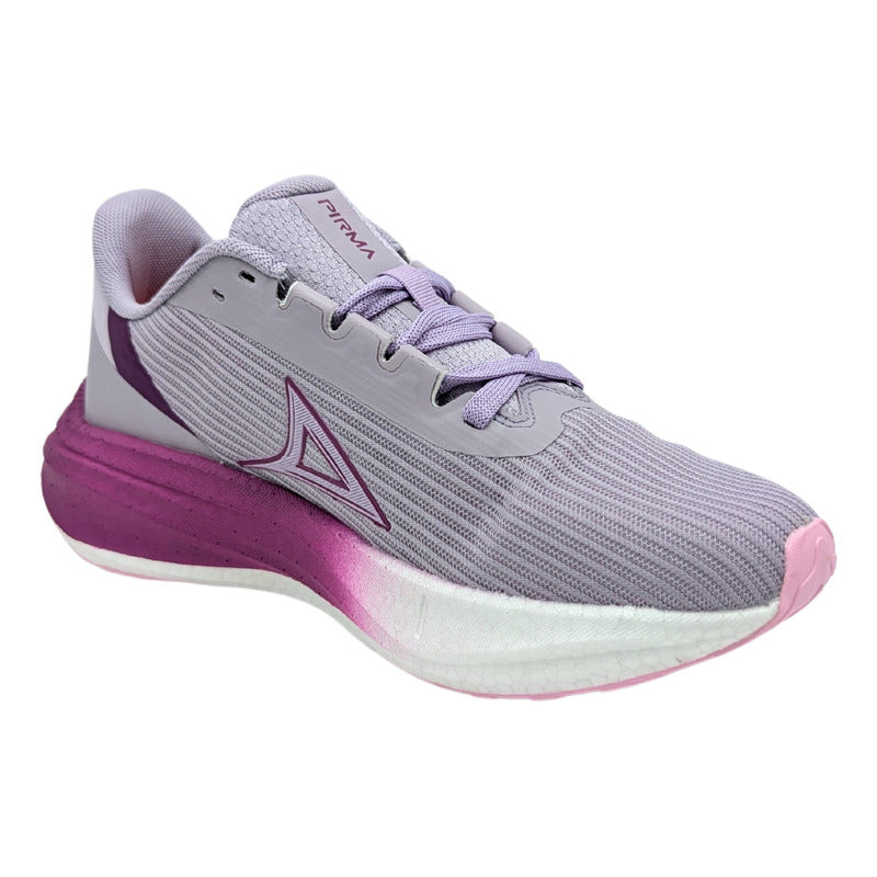 Tenis Running Mujer Pirma 4031 Premium Gris Con Lila