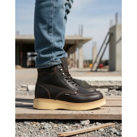 Bota De Trabajo Casual Hombre Con Agujeta Piel Establo 513