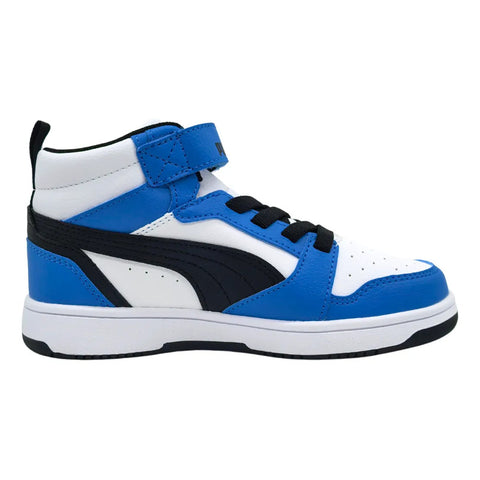 Tenis Puma Rebound V6 Mid Kids Blanco Azul Niños 393832 06