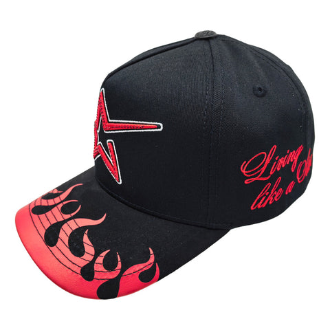Gorra Cash Only Red Star Flames 011 Negro Snapback Unisex