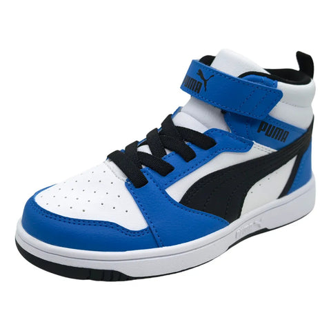 Tenis Puma Rebound V6 Mid Kids Blanco Azul Niños 393832 06