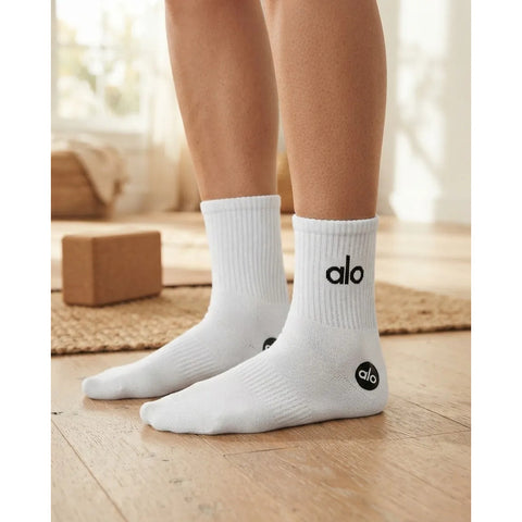 Calcetas Alo Blanco Negro Pantorrilla 3 Pares Unisex