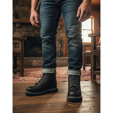 Bota De Trabajo Industrial Pma 136 Napa Negro/negro-hombre