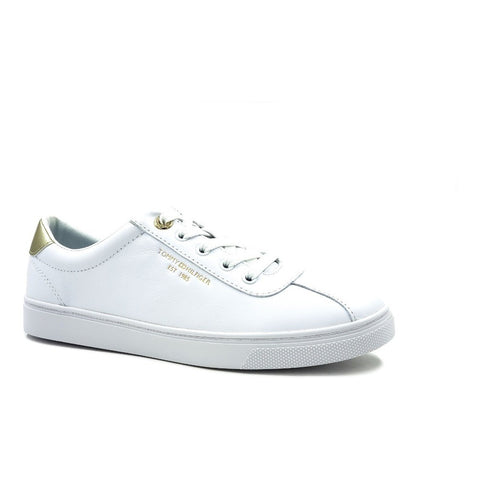 Tenis Tommy Hilfiger Casual Mujer Court Leather Piel Blanco