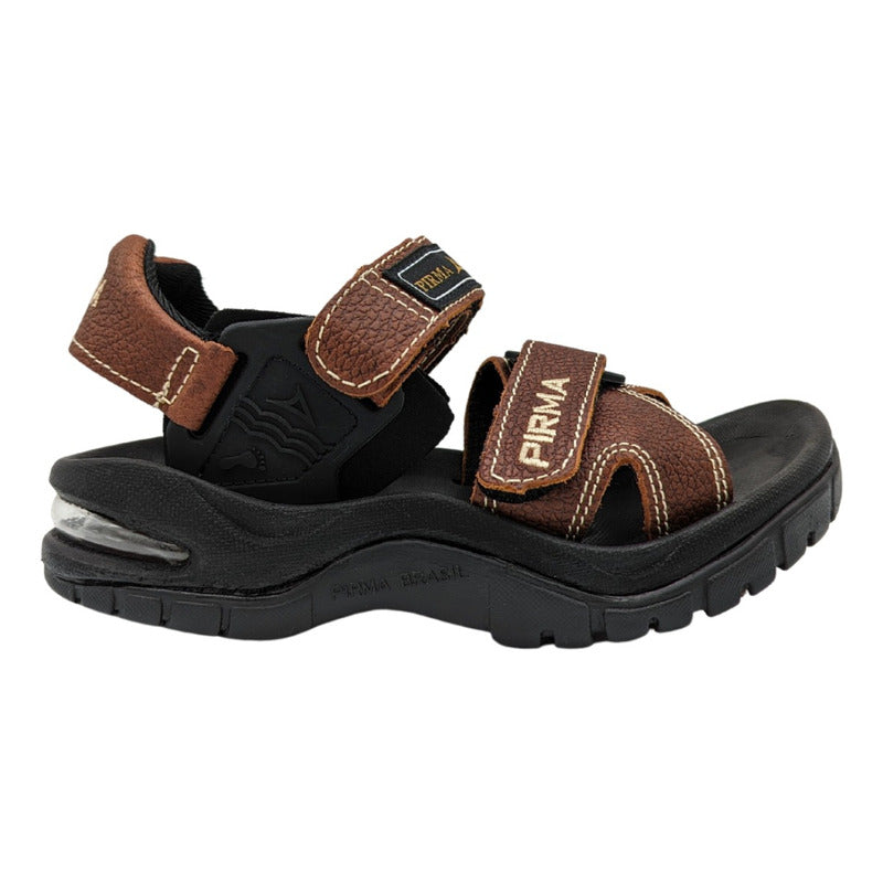 Sandalia Huarache Pirma Caballero Mod 0001 Valvula Piel Cafe Tenis Sport MX