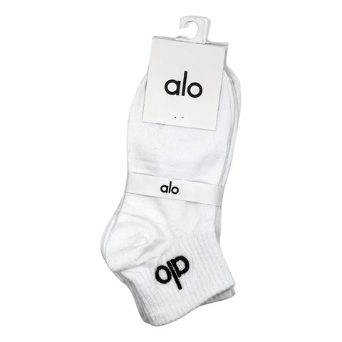Calcetas Alo Algodón Compuesto Cómodas Unisex 3 Piezas Blanco Liso Ch