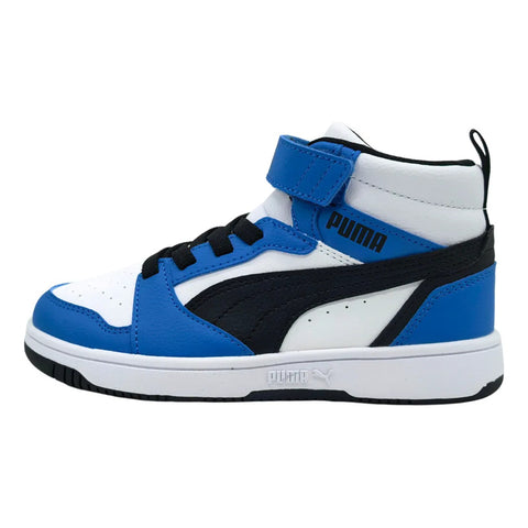Tenis Puma Rebound V6 Mid Kids Blanco Azul Niños 393832 06