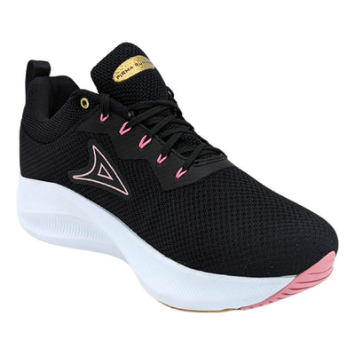 Tenis De Running En Carretera Para Mujer Pirma 4030 Ngo Con Rosa