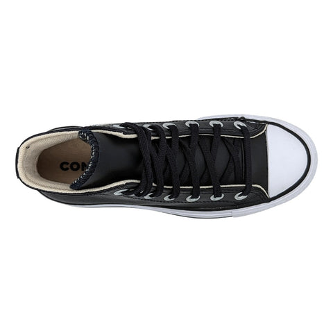 Converse Plataforma All Star Chuck Taylor Bota Negro Piel