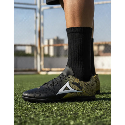 Tenis Pirma Turf 3067 Futbol Negro Oro Pasto Sintético Hombr