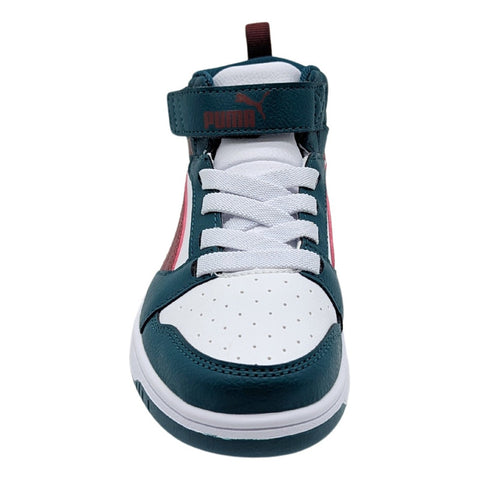 Tenis Puma Rebound V6 Mid Blanco-verde Bota 393832 18 Infantil 17 Al 21.5