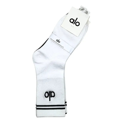 Calcetas Alo Algodón Compuesto Cómodas Unisex 3 Piezas Blanco-negro Liso G