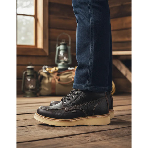 Bota De Trabajo Casual Hombre Con Agujeta Piel Establo 513