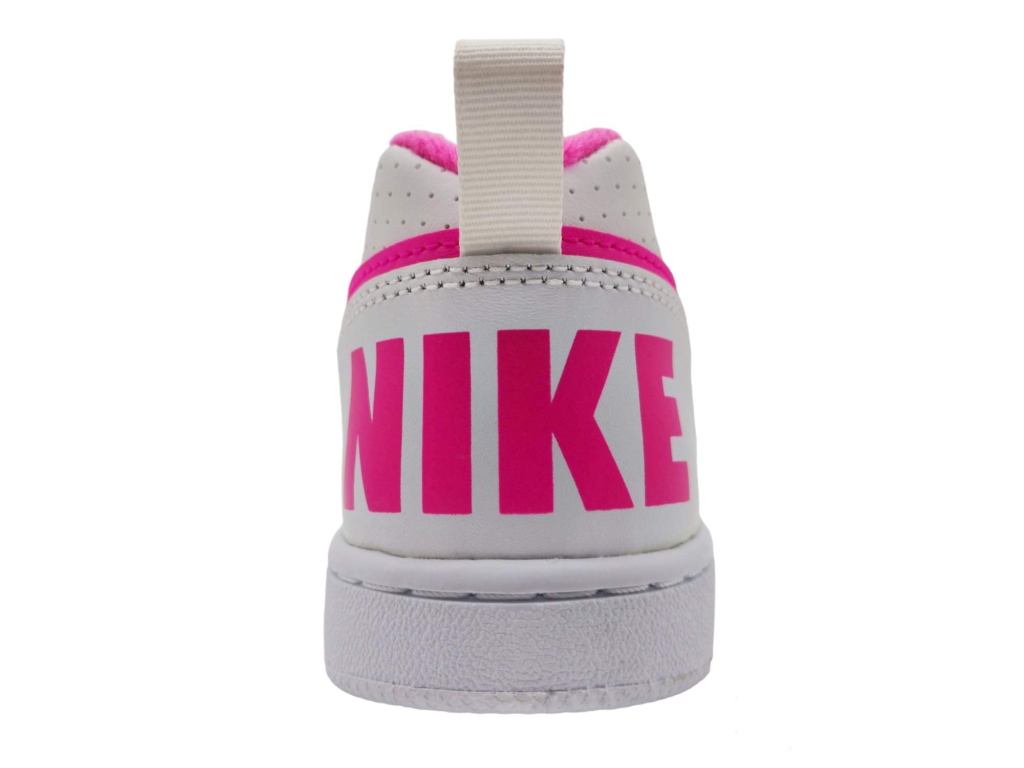 Tenis Nike Court Boroug Low GS Para Mujer Blanco-Rosa 845104 100 - Tenis  Sport MX